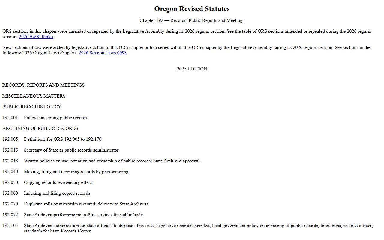 Oregon public records law for Malheur County court records