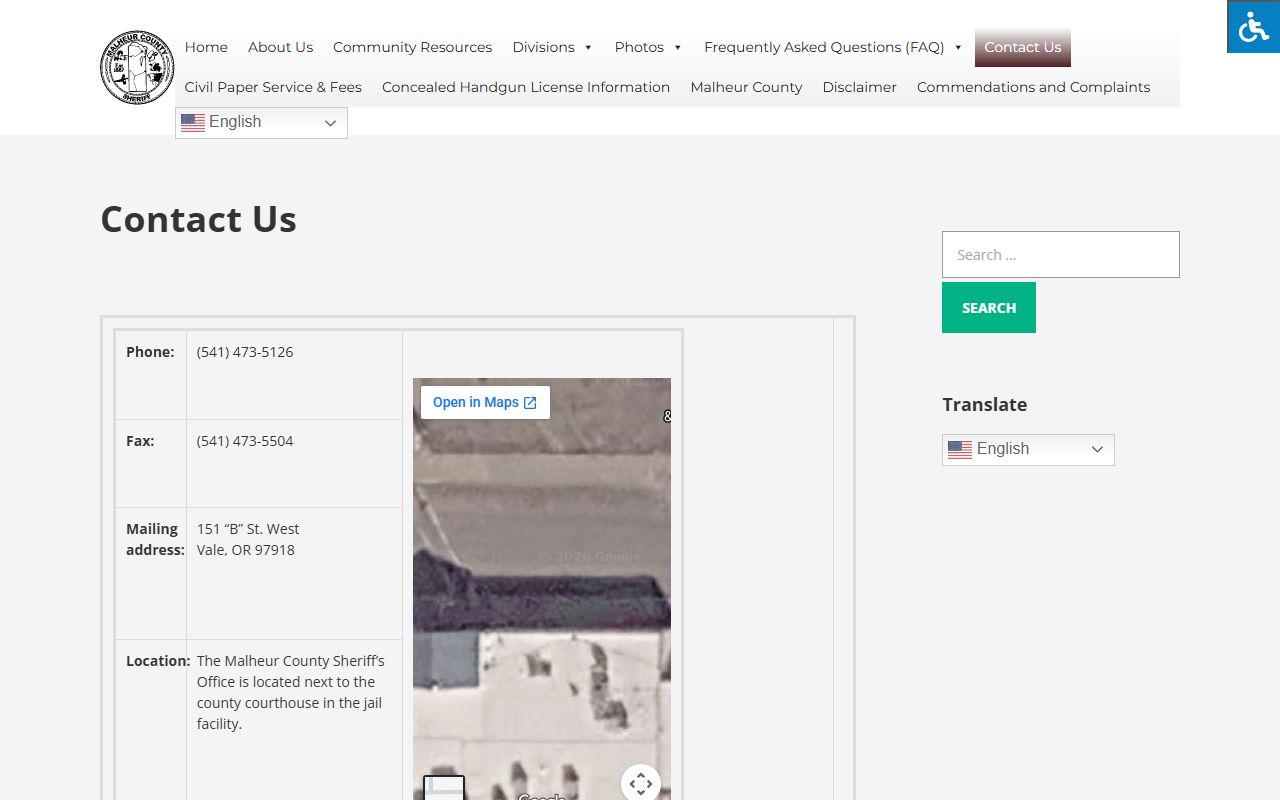 Malheur County arrest records sheriff contact and staff directory