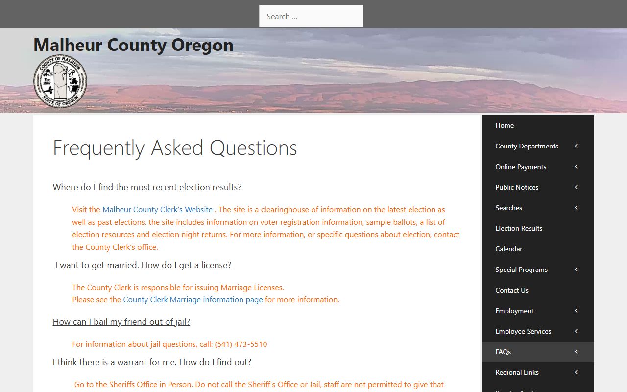 Malheur County court dockets county FAQ local court answers