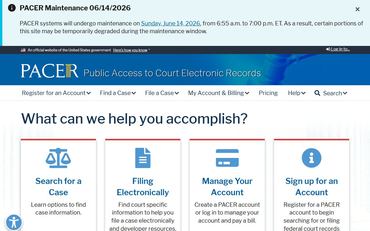 Malheur County court dockets federal PACER access