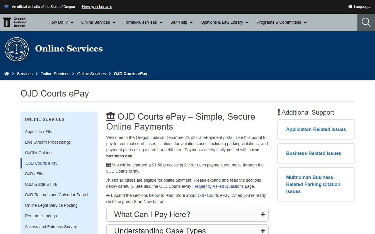Malheur County court records OJD Courts ePay access