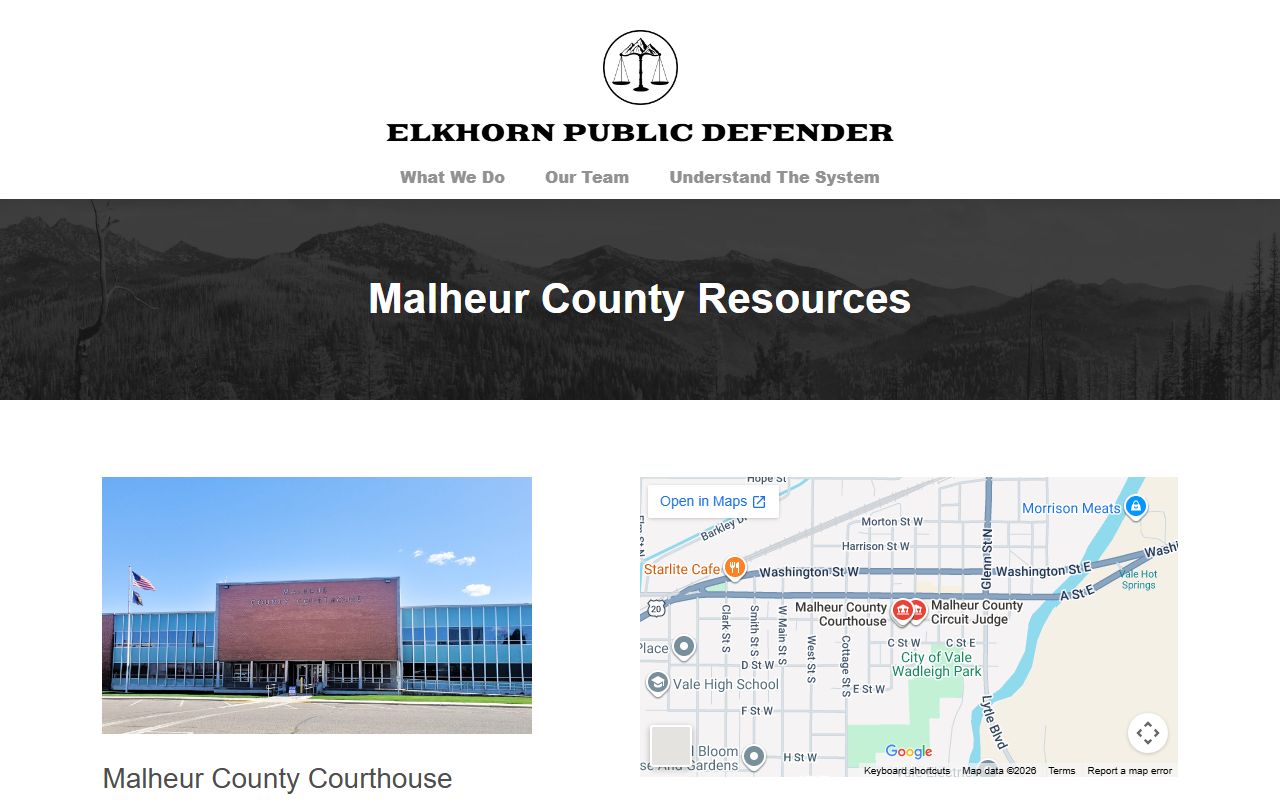 Malheur County criminal court records Elkhorn Public Defender resource