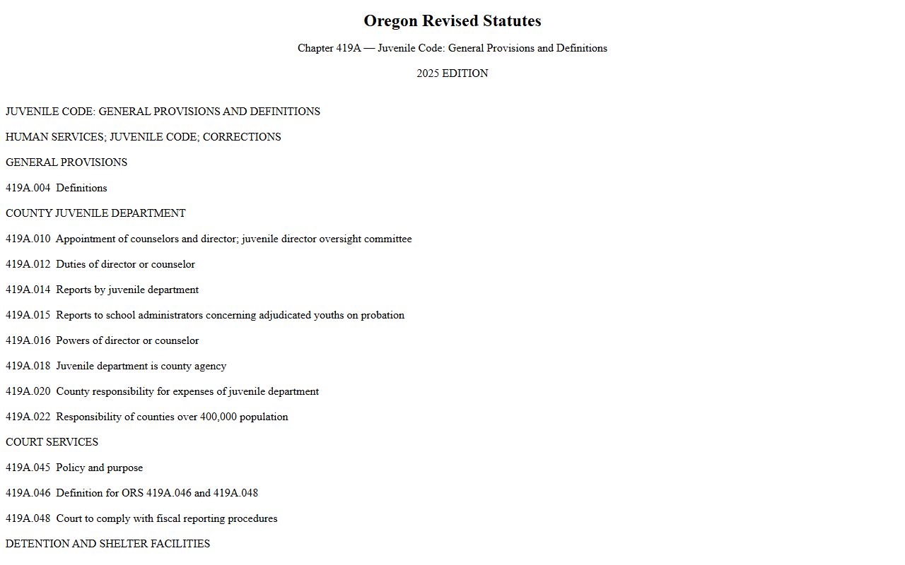 Malheur County criminal court records Oregon juvenile record statute