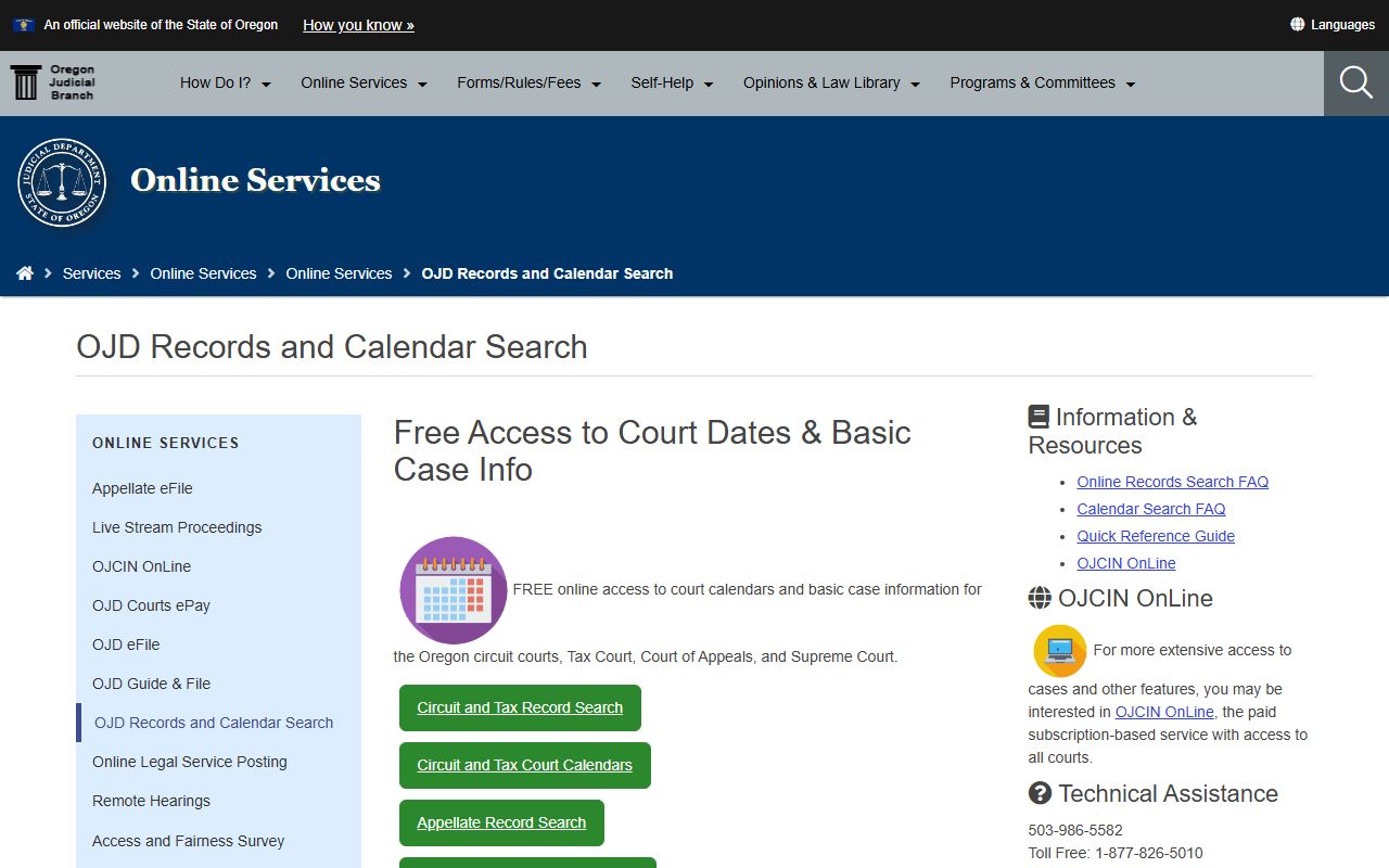 Malheur County court records OJD records and calendar search