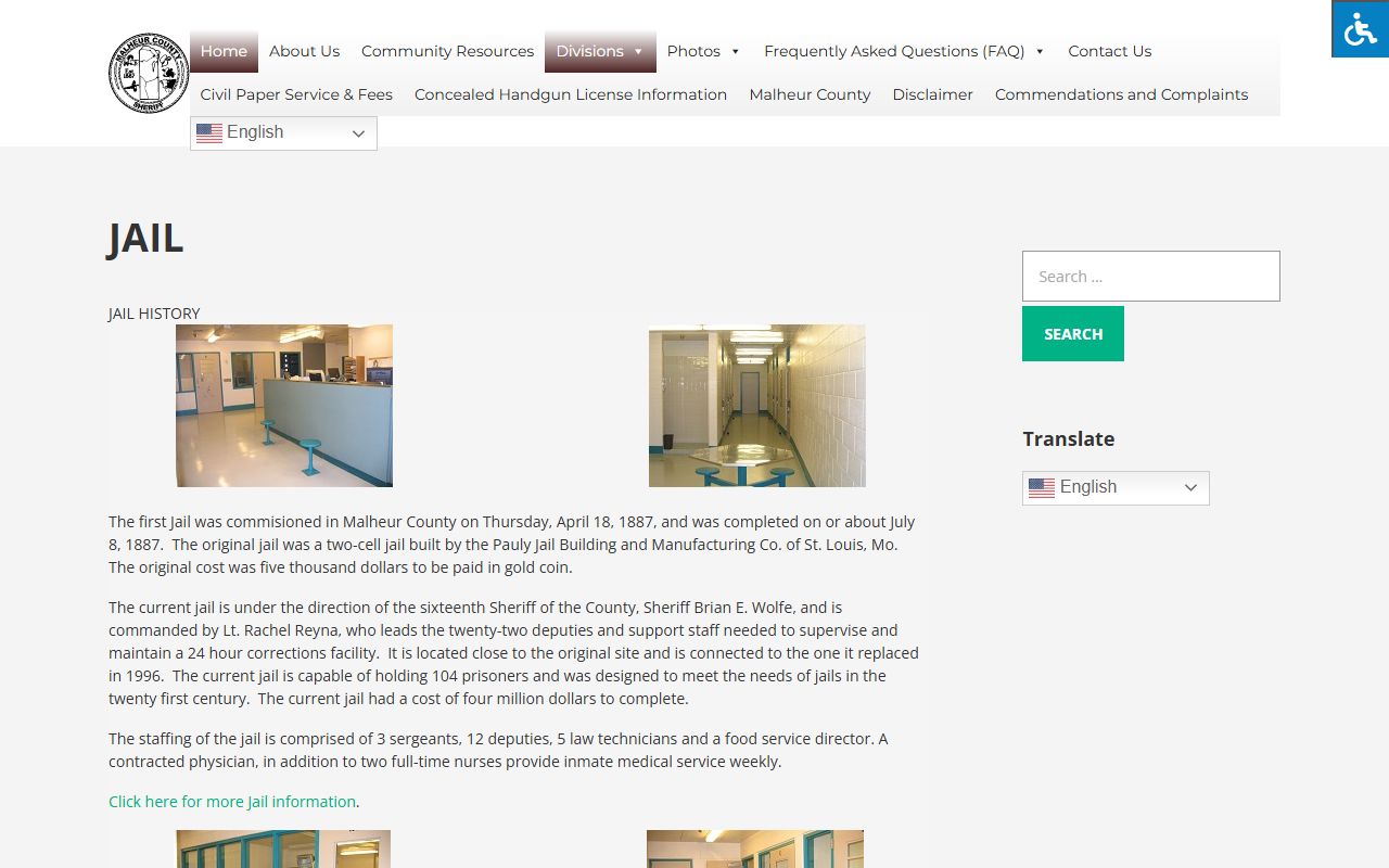 Malheur County inmate search and jail facility page