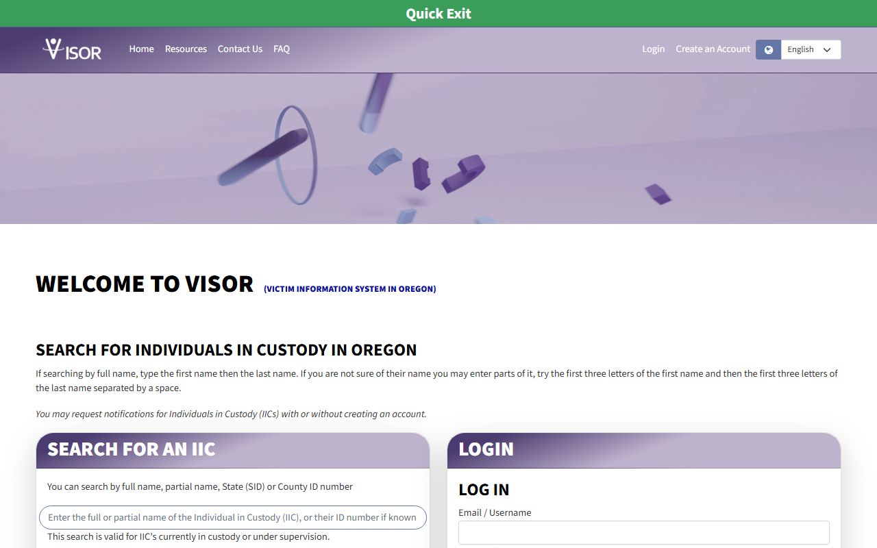 Malheur County inmate records and Oregon VISOR custody search