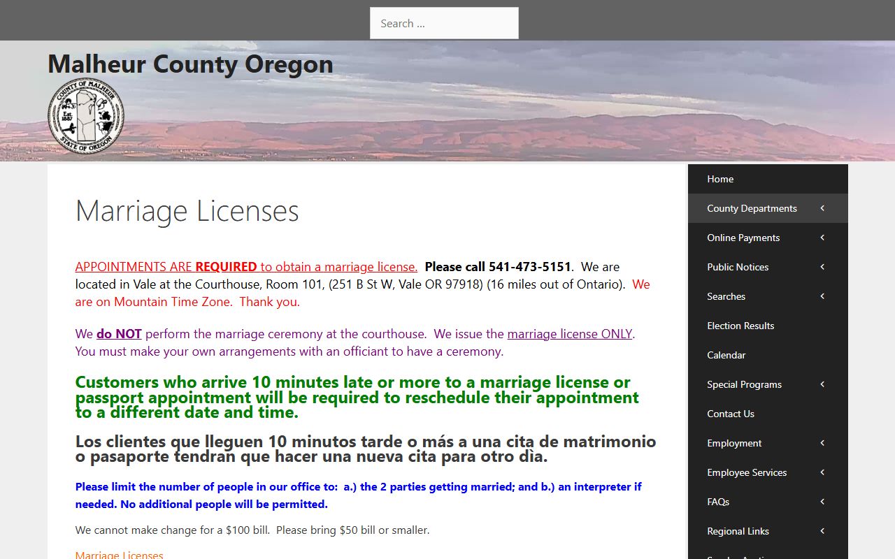 Malheur County traffic court records and County Clerk role distinction